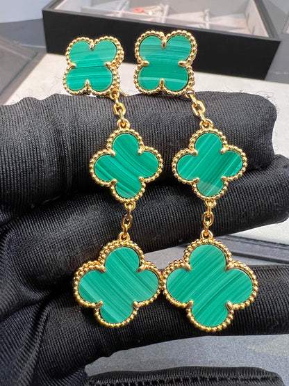 [Lumi Jewelry]CLOVER MALACHITE 3 MOTIFS GOLD