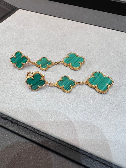 [Lumi Jewelry]CLOVER MALACHITE 3 MOTIFS GOLD