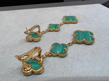 [Lumi Jewelry]CLOVER MALACHITE 3 MOTIFS GOLD