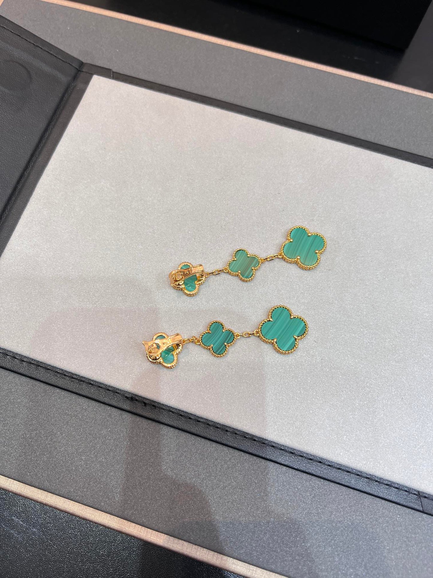 [Lumi Jewelry]CLOVER MALACHITE 3 MOTIFS GOLD