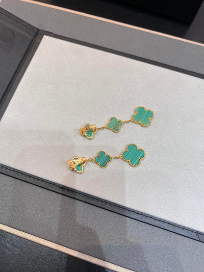 [Lumi Jewelry]CLOVER MALACHITE 3 MOTIFS GOLD