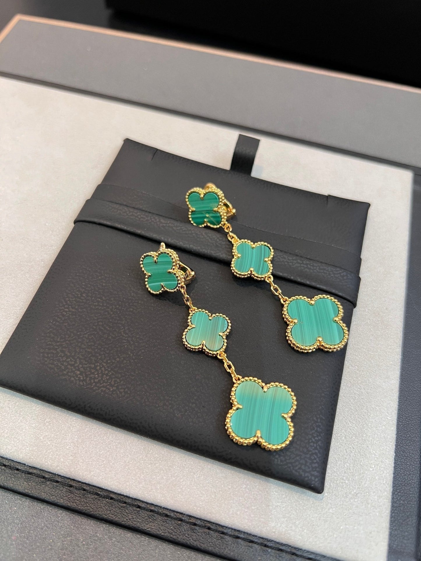 [Lumi Jewelry]CLOVER MALACHITE 3 MOTIFS GOLD