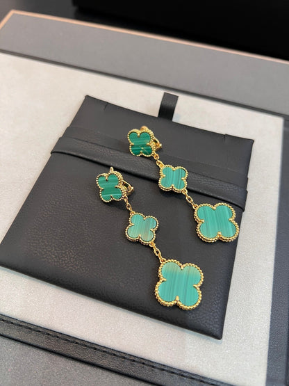 [Lumi Jewelry]CLOVER MALACHITE 3 MOTIFS GOLD