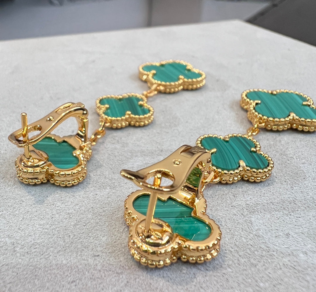 [Lumi Jewelry]CLOVER MALACHITE 3 MOTIFS GOLD