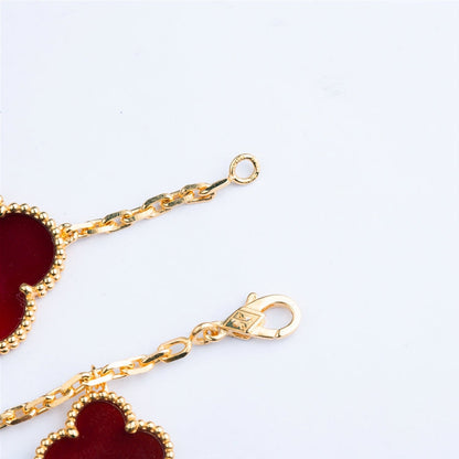 [Lumi Jewelry]CLOVER BRACELET 5 MOTIFS CARNELIAN TIGER EYE
