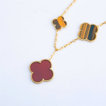[Lumi Jewelry]CLOVER BRACELET 5 MOTIFS CARNELIAN TIGER EYE