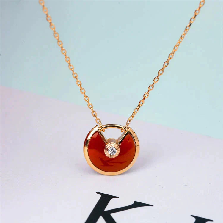 [Lumi Jewelry]AMULETTE GOLD CARNELIAN ONYX NECKLACE