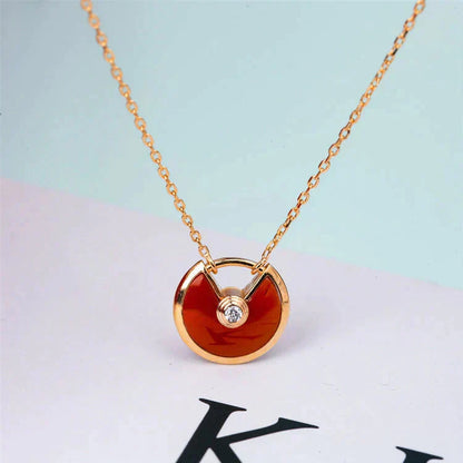 [Lumi Jewelry]AMULETTE GOLD CARNELIAN ONYX NECKLACE