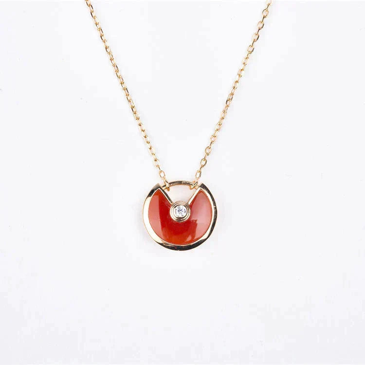 [Lumi Jewelry]AMULETTE GOLD CARNELIAN ONYX NECKLACE
