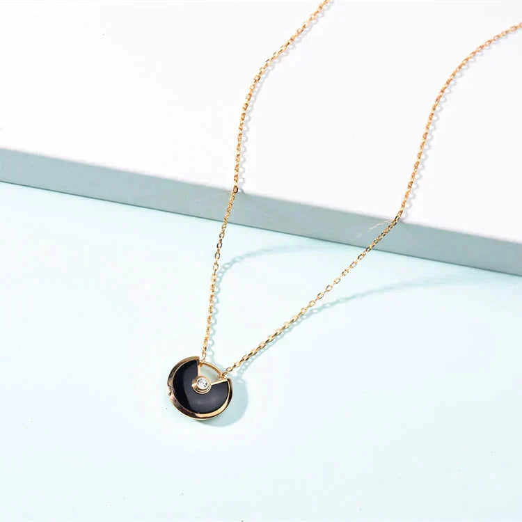 [Lumi Jewelry]AMULETTE GOLD CARNELIAN ONYX NECKLACE