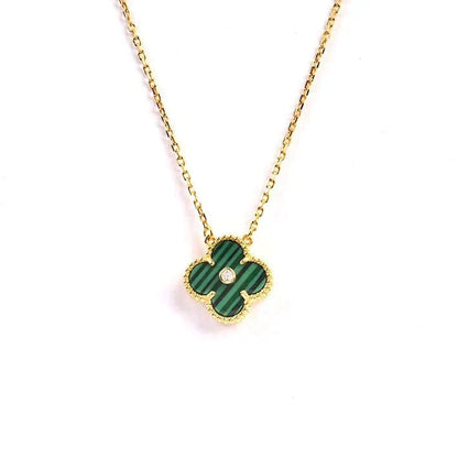 [Lumi Jewelry]CLOVER 15MM DIAMOND TURQUOISE NECKLACE
