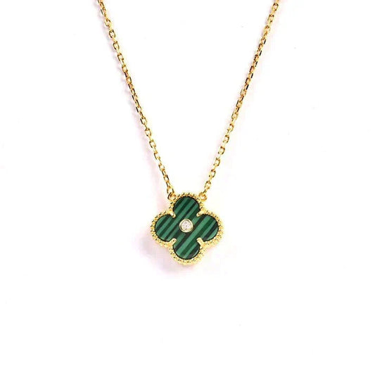 [Lumi Jewelry]CLOVER 15MM DIAMOND TURQUOISE NECKLACE