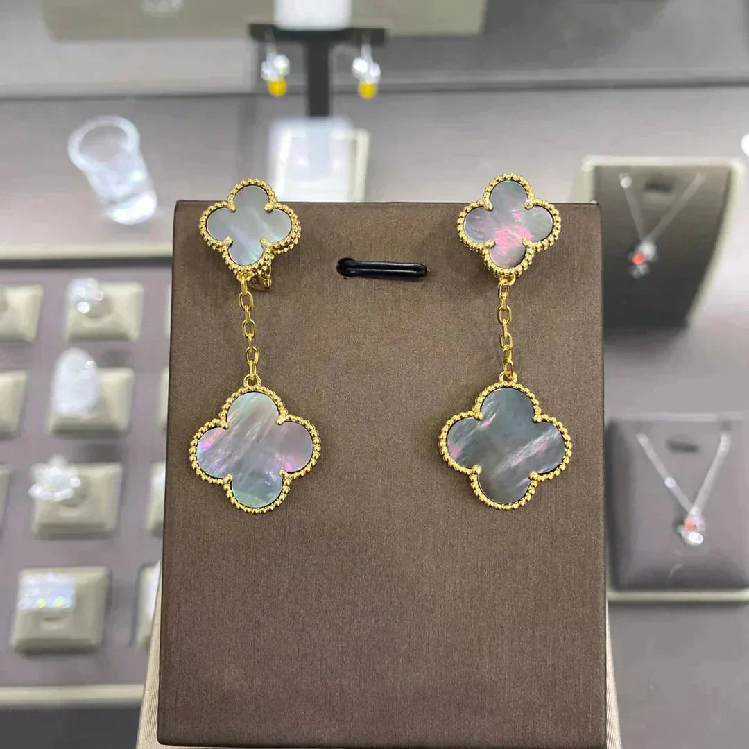 [Lumi Jewelry]CLOVER 2 MOTIFS  EARRINGS (MULTIPLE CHOICESC