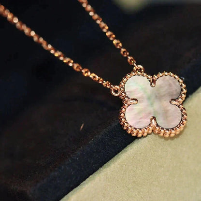 [Lumi Jewelry]CLOVER 15MM  GRAY MOTHER OF PEARL NECKLACE