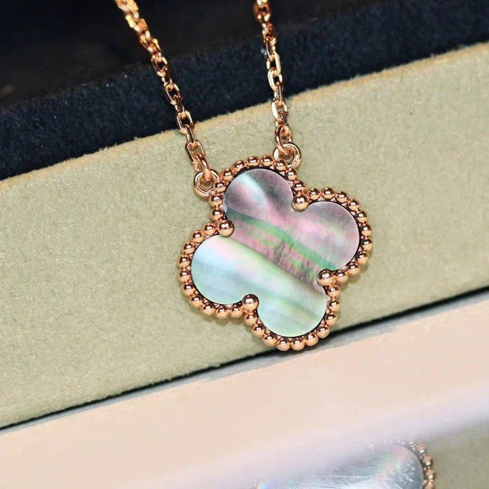 [Lumi Jewelry]CLOVER 15MM  GRAY MOTHER OF PEARL NECKLACE