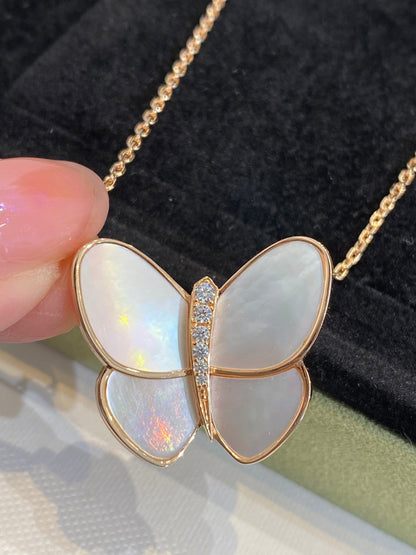 [Lumi Jewelry]BUTTERFLY GOLD MOP DIAMOND NECKLACE