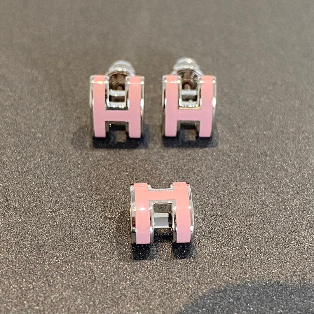 [Lumi Jewelry]MINI POP H SILVER EARRINGS PINK