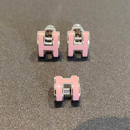 [Lumi Jewelry]MINI POP H SILVER EARRINGS PINK