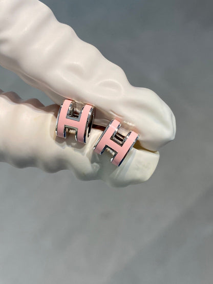 [Lumi Jewelry]MINI POP H SILVER EARRINGS PINK