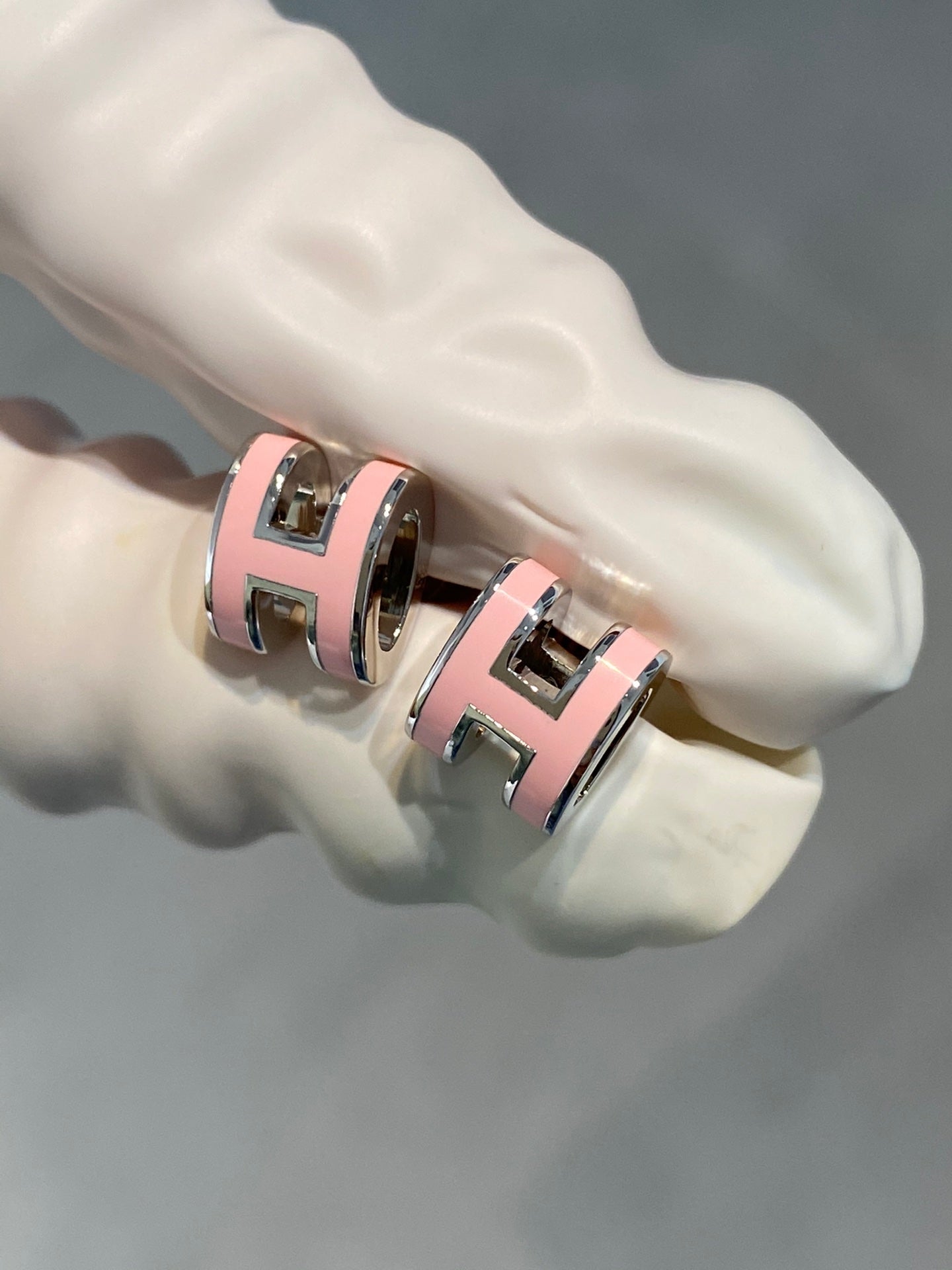 [Lumi Jewelry]MINI POP H SILVER EARRINGS PINK