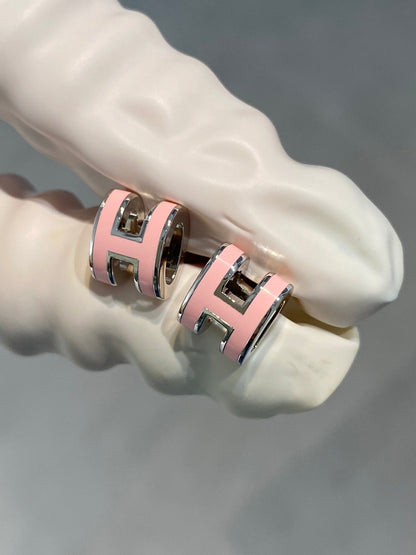 [Lumi Jewelry]MINI POP H SILVER EARRINGS PINK