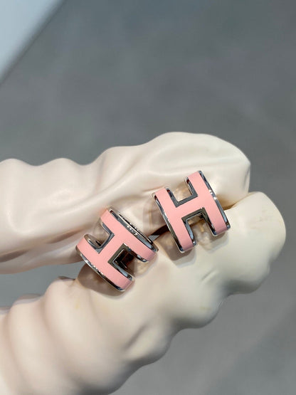 [Lumi Jewelry]MINI POP H SILVER EARRINGS PINK