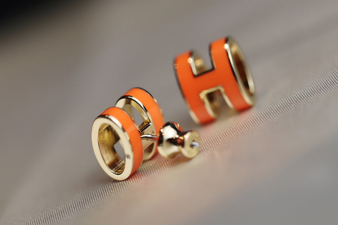 [Lumi Jewelry]MINI POP H EARRINGS ORANGE