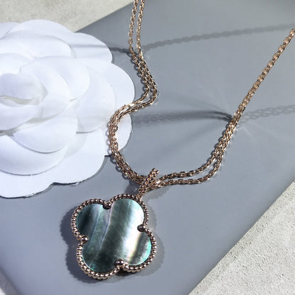[Lumi Jewelry]CLOVER 25MM GOLD DARK MOP BIG CLOVER NECKLACE