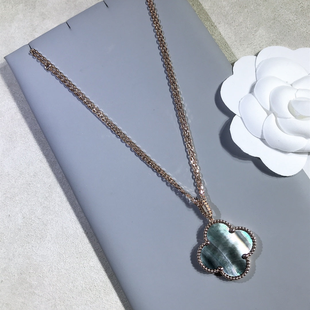[Lumi Jewelry]CLOVER 25MM GOLD DARK MOP BIG CLOVER NECKLACE