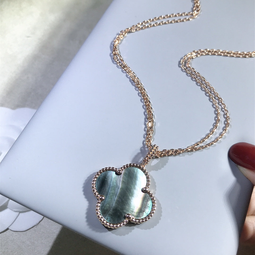 [Lumi Jewelry]CLOVER 25MM GOLD DARK MOP BIG CLOVER NECKLACE