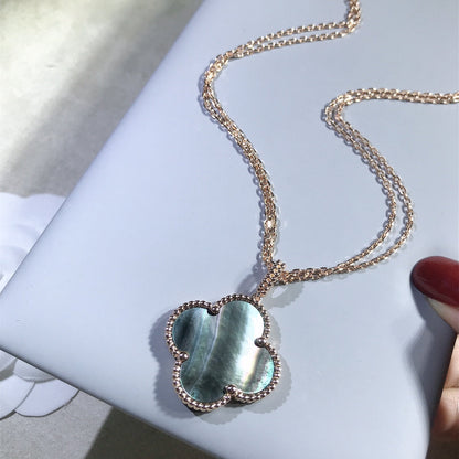 [Lumi Jewelry]CLOVER 25MM GOLD DARK MOP BIG CLOVER NECKLACE