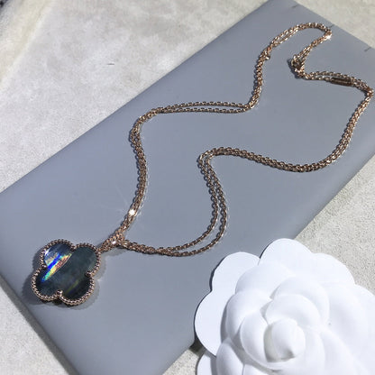 [Lumi Jewelry]CLOVER 25MM GOLD DARK MOP BIG CLOVER NECKLACE