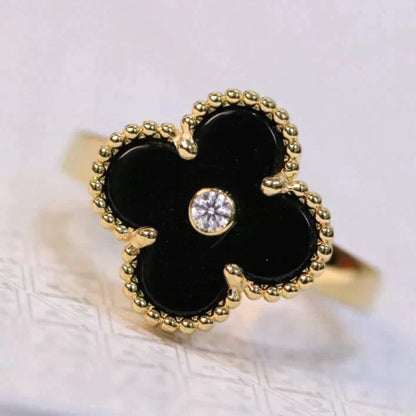 [Lumi Jewelry]CLOVER ONYX RING GOLD DIAMOND