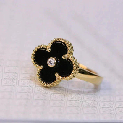 [Lumi Jewelry]CLOVER ONYX RING GOLD DIAMOND