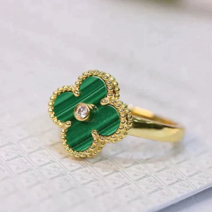 [Lumi Jewelry]CLOVER MALACHITE RING GOLD DIAMOND