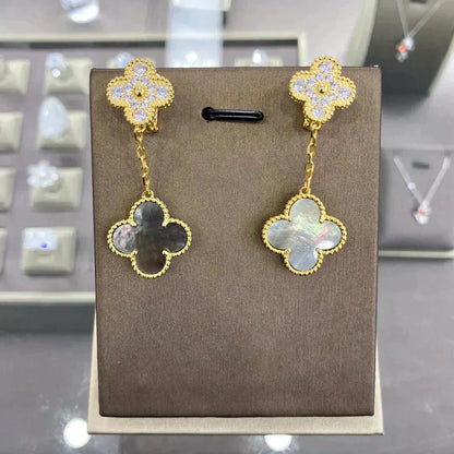 [Lumi Jewelry]CLOVER  2 MOTIFS  DIAMOND  EARRINGS (MULTIPLE CHOICESç´