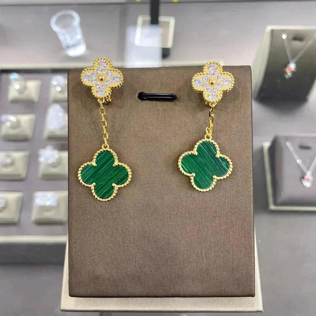 [Lumi Jewelry]CLOVER  2 MOTIFS  DIAMOND  EARRINGS (MULTIPLE CHOICESç´