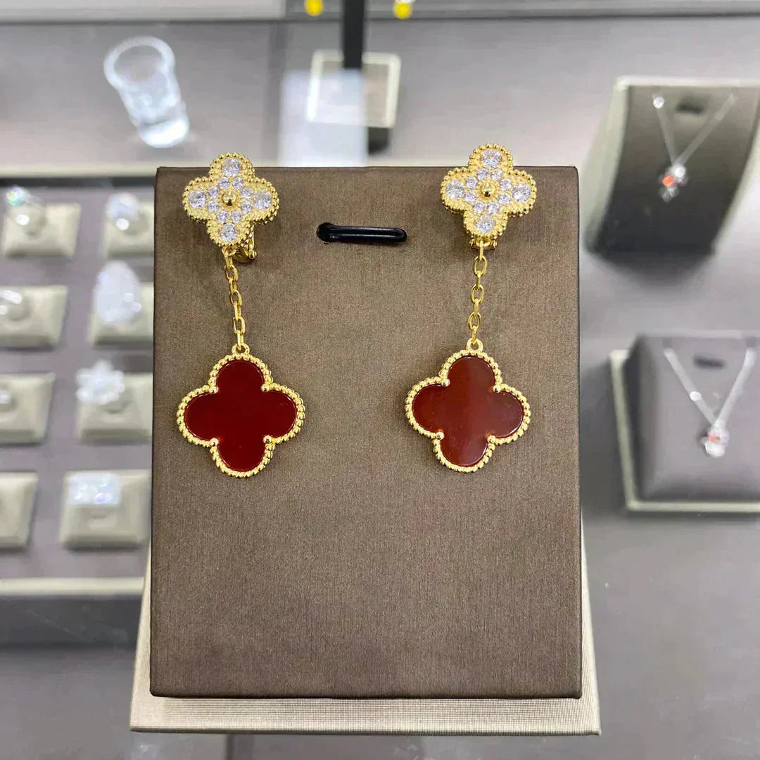 [Lumi Jewelry]CLOVER  2 MOTIFS  DIAMOND  EARRINGS (MULTIPLE CHOICESç´