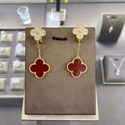 [Lumi Jewelry]CLOVER  2 MOTIFS  DIAMOND  EARRINGS (MULTIPLE CHOICESç´