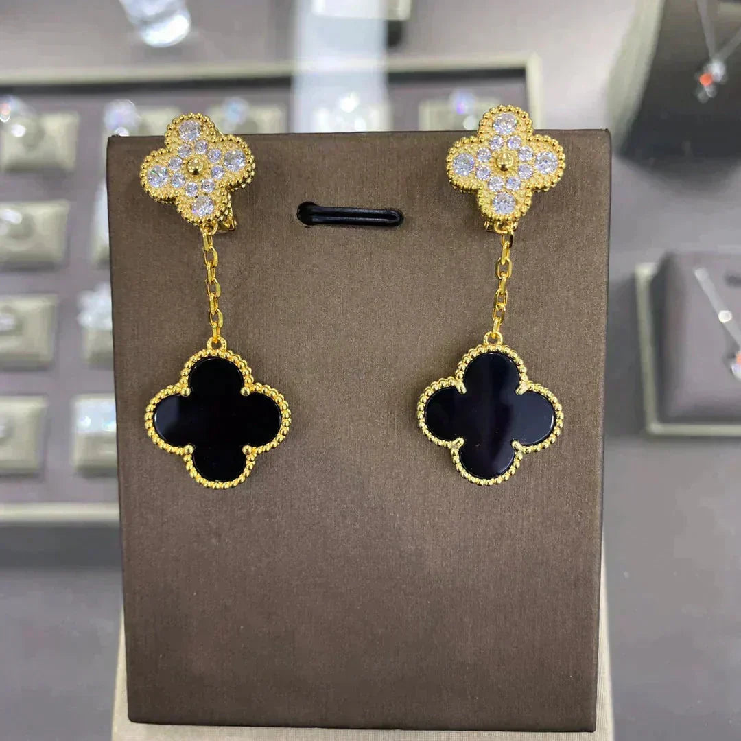 [Lumi Jewelry]CLOVER  2 MOTIFS  DIAMOND  EARRINGS (MULTIPLE CHOICESç´