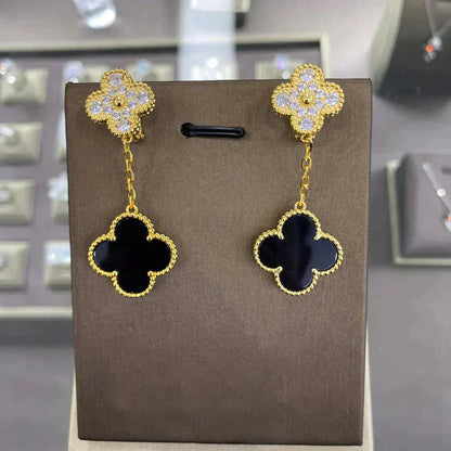 [Lumi Jewelry]CLOVER  2 MOTIFS  DIAMOND  EARRINGS (MULTIPLE CHOICESç´