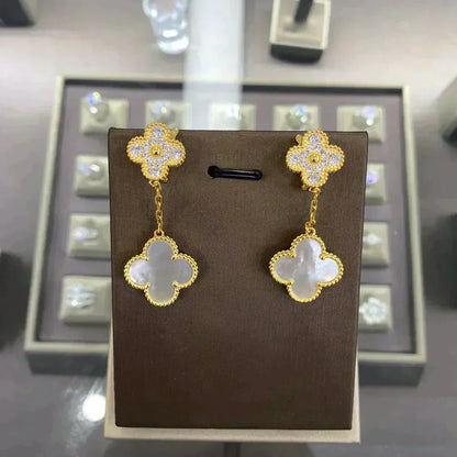 [Lumi Jewelry]CLOVER  2 MOTIFS  DIAMOND  EARRINGS (MULTIPLE CHOICESç´