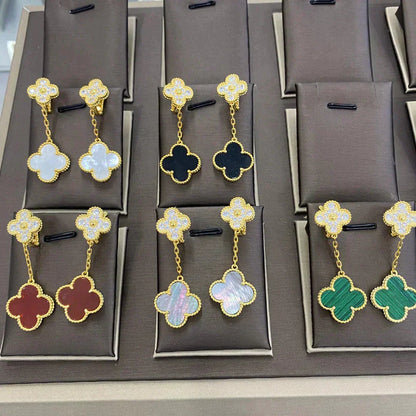 [Lumi Jewelry]CLOVER  2 MOTIFS  DIAMOND  EARRINGS (MULTIPLE CHOICESç´