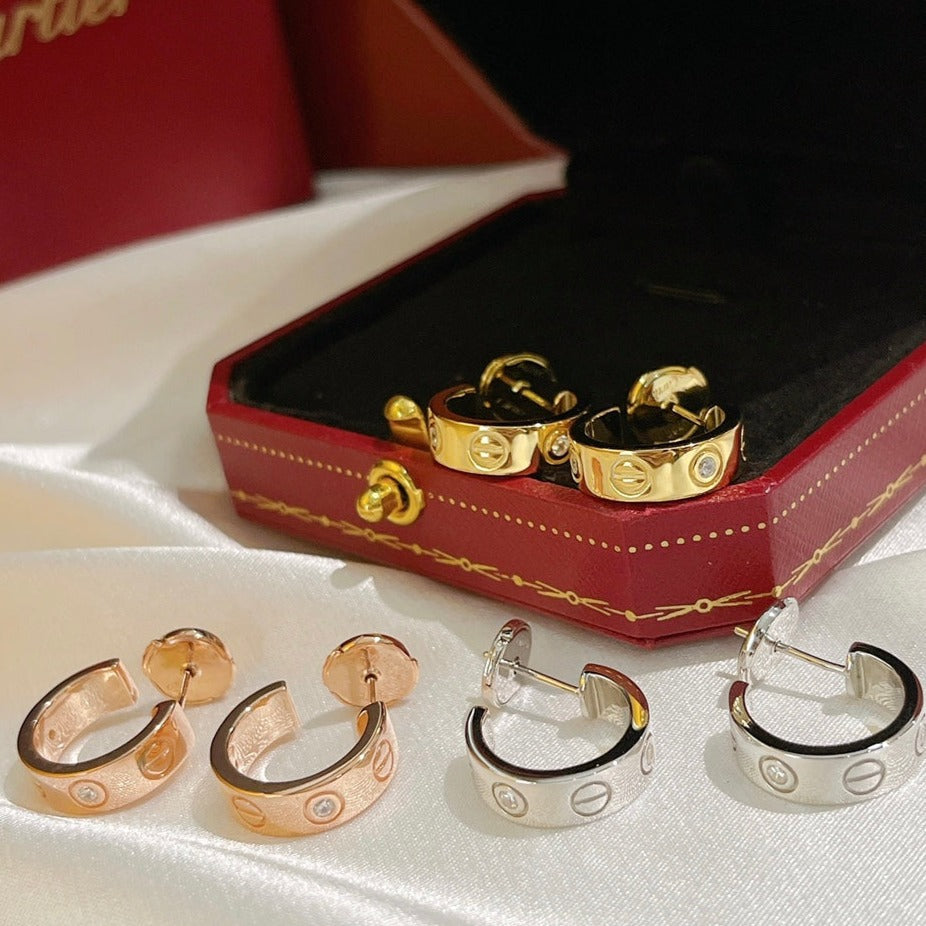[Lumi Jewelry]LOVE EARRINGS 5.7MM 2 DIAMONDS