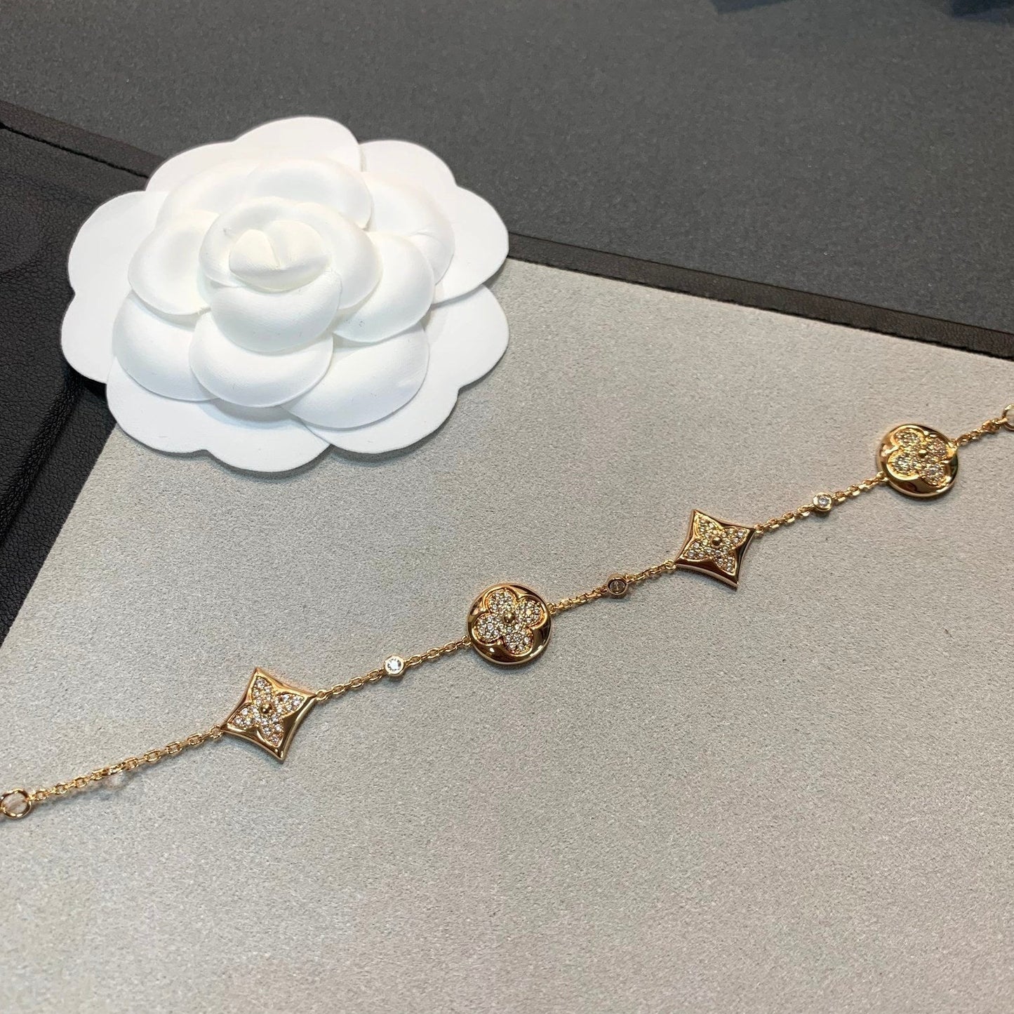 [Lumi Jewelry]STAR AND SUN 4 MOTIFS GOLD DIAMONDS BRACELET
