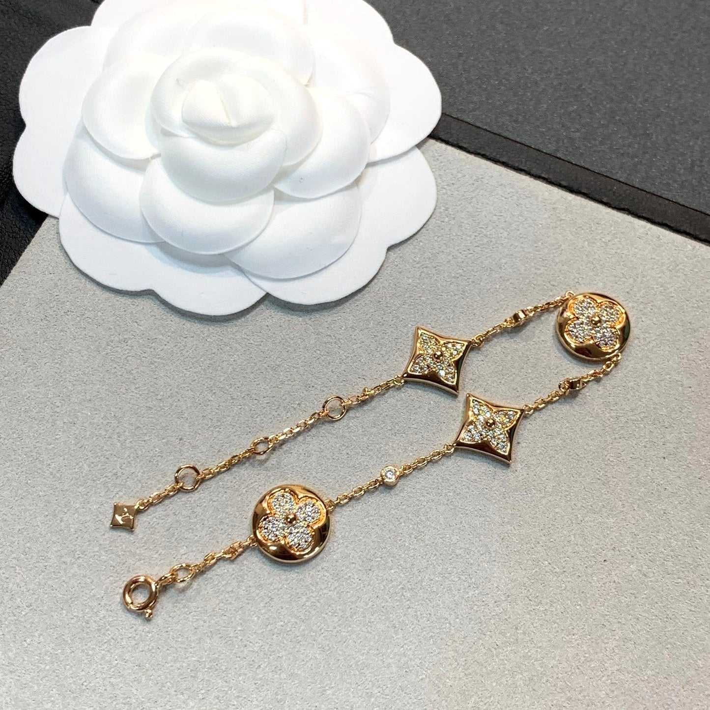[Lumi Jewelry]STAR AND SUN 4 MOTIFS GOLD DIAMONDS BRACELET