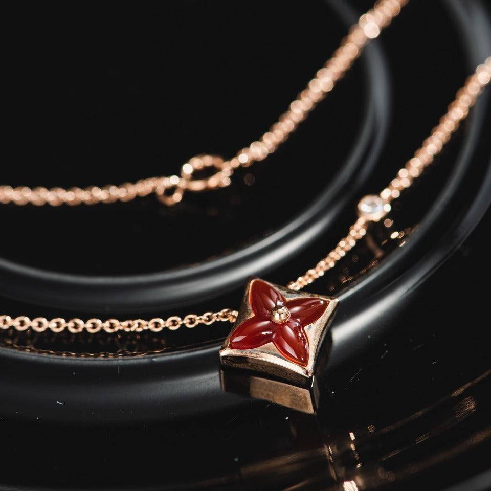 [Lumi Jewelry]STAR NECKLACE PINK GOLD 1 DIAMOND