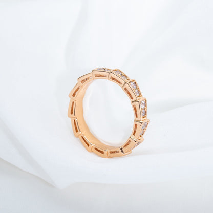 [Lumi Jewelry]SERPENTI RING PINK GOLD DIAMOND PAVED 3MM