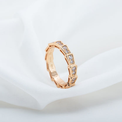 [Lumi Jewelry]SERPENTI RING PINK GOLD DIAMOND PAVED 3MM