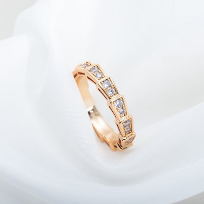 [Lumi Jewelry]SERPENTI RING PINK GOLD DIAMOND PAVED 3MM